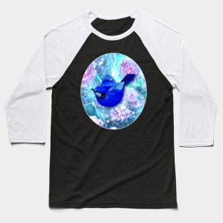 Blue Bird and Flowers Baseball T-Shirt